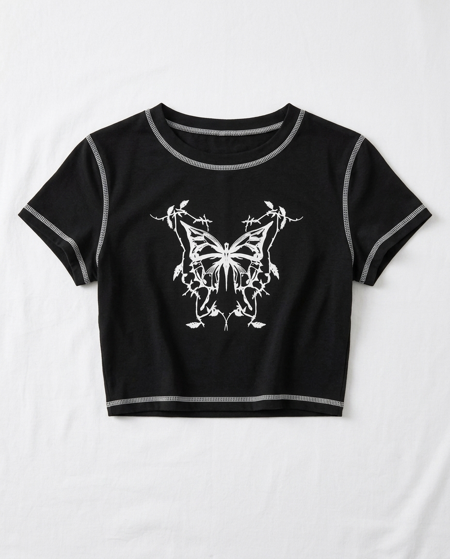 Gothic Moth Crop Top