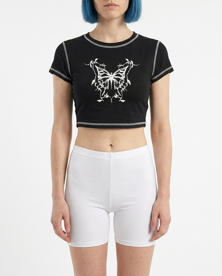 Gothic Moth Crop Top