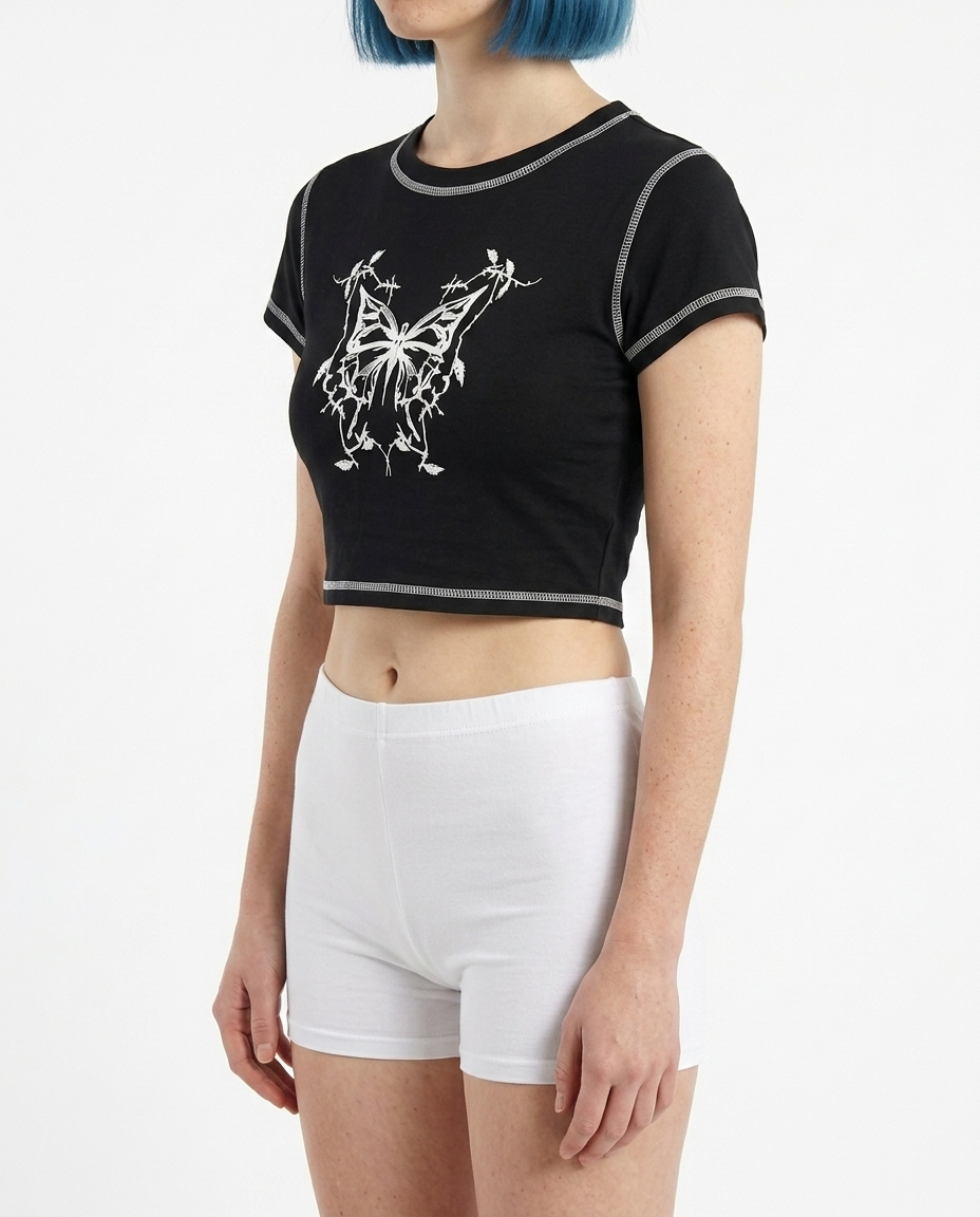 Gothic Moth Crop Top