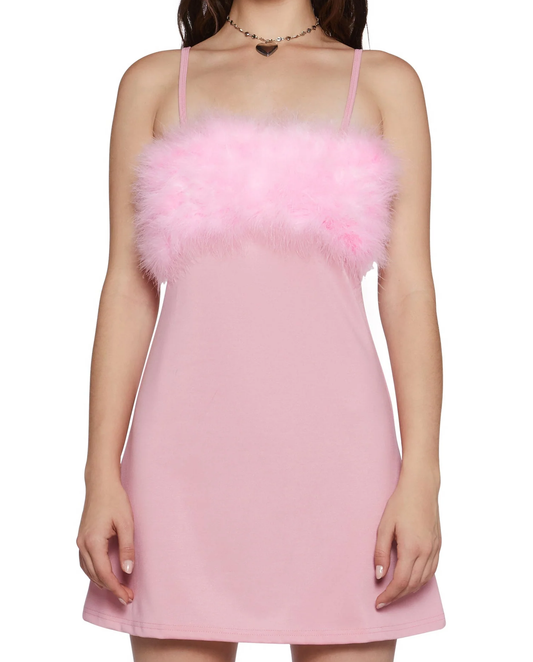 Cotton Marabou Elbise - 1