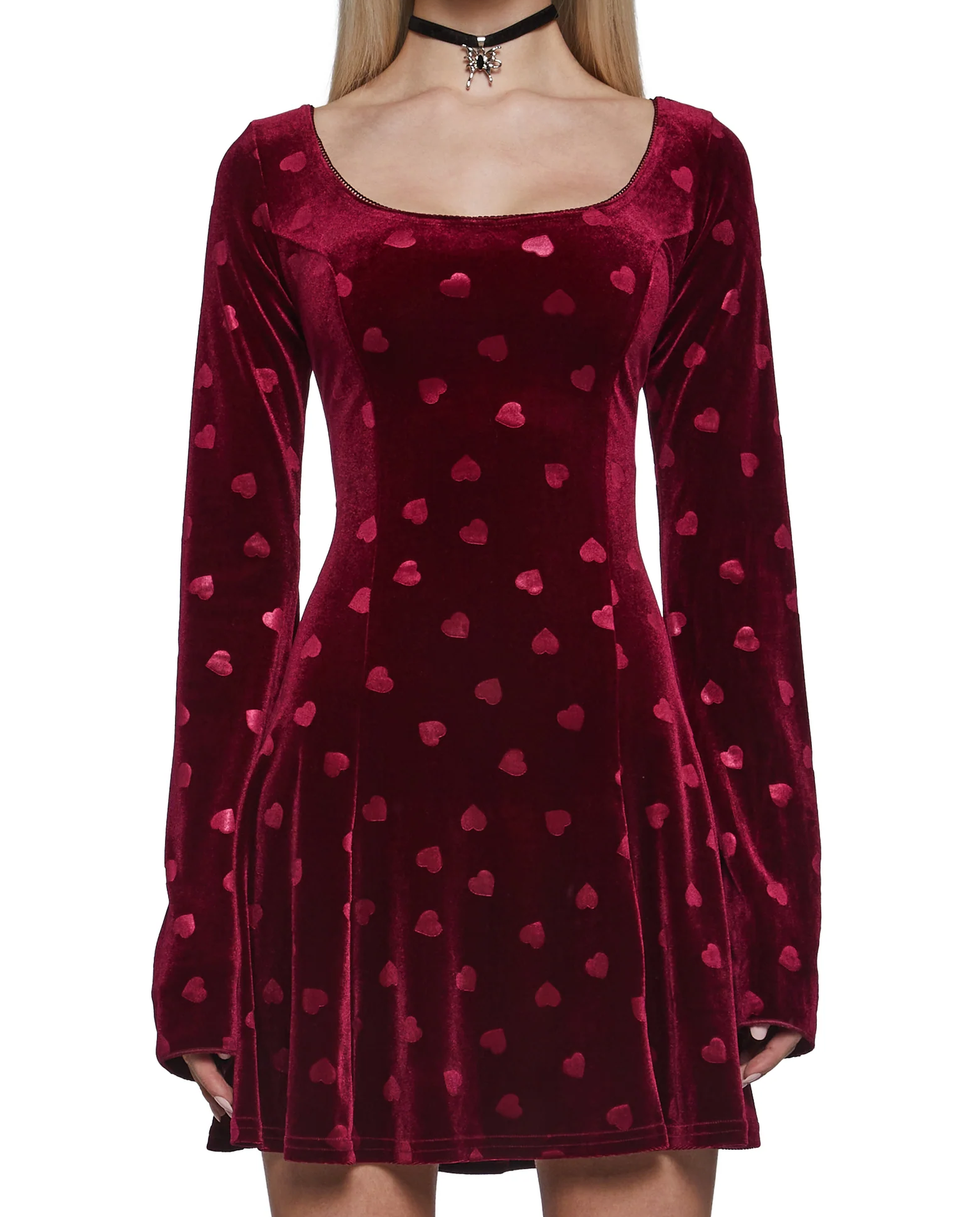 Merlot Velvet Elbise - 1