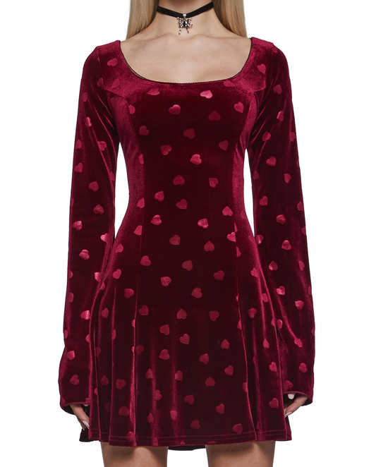 Merlot Velvet Elbise - 1