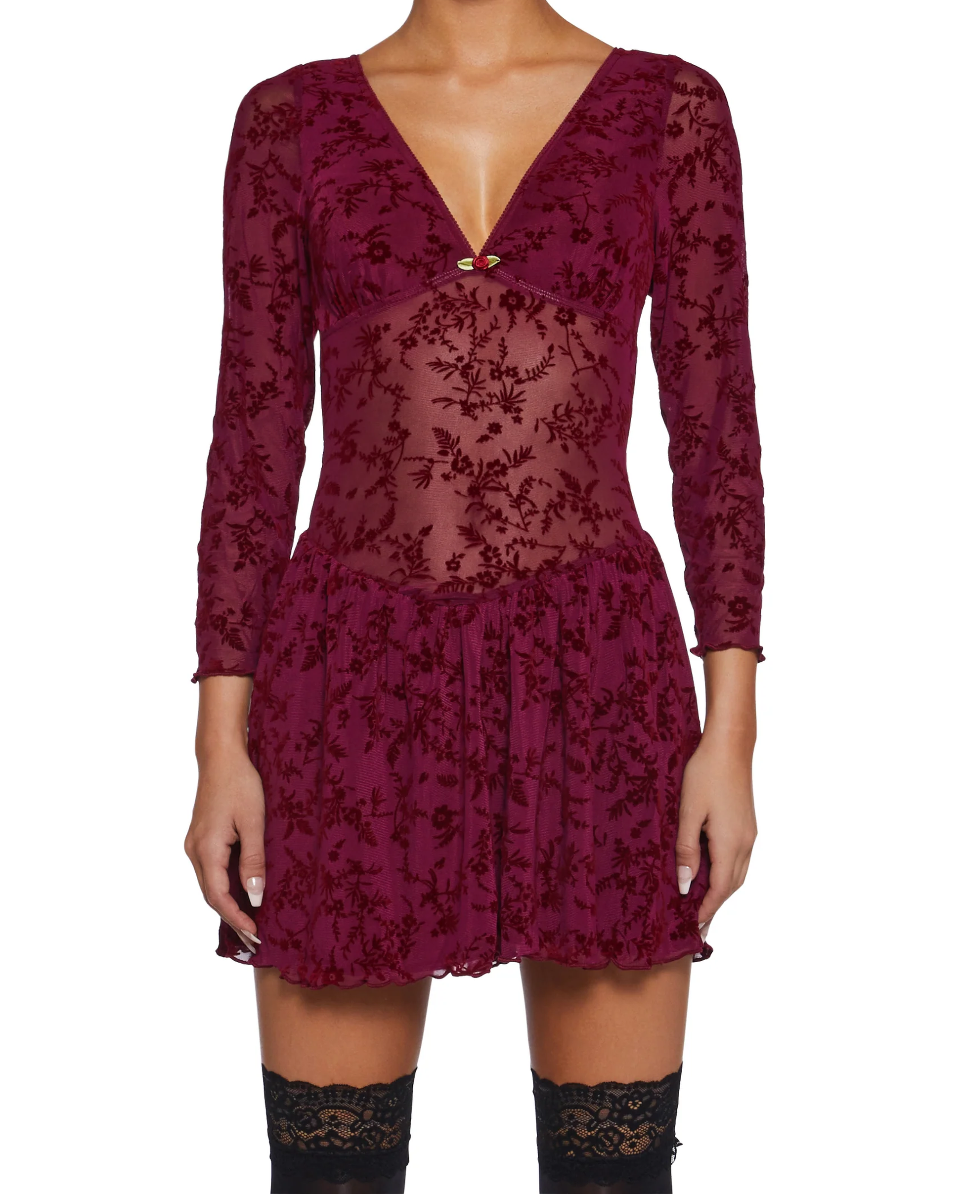 Merlot Lace Elbise - 1