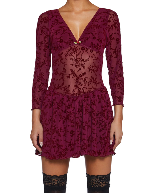 Merlot Lace Elbise - 1