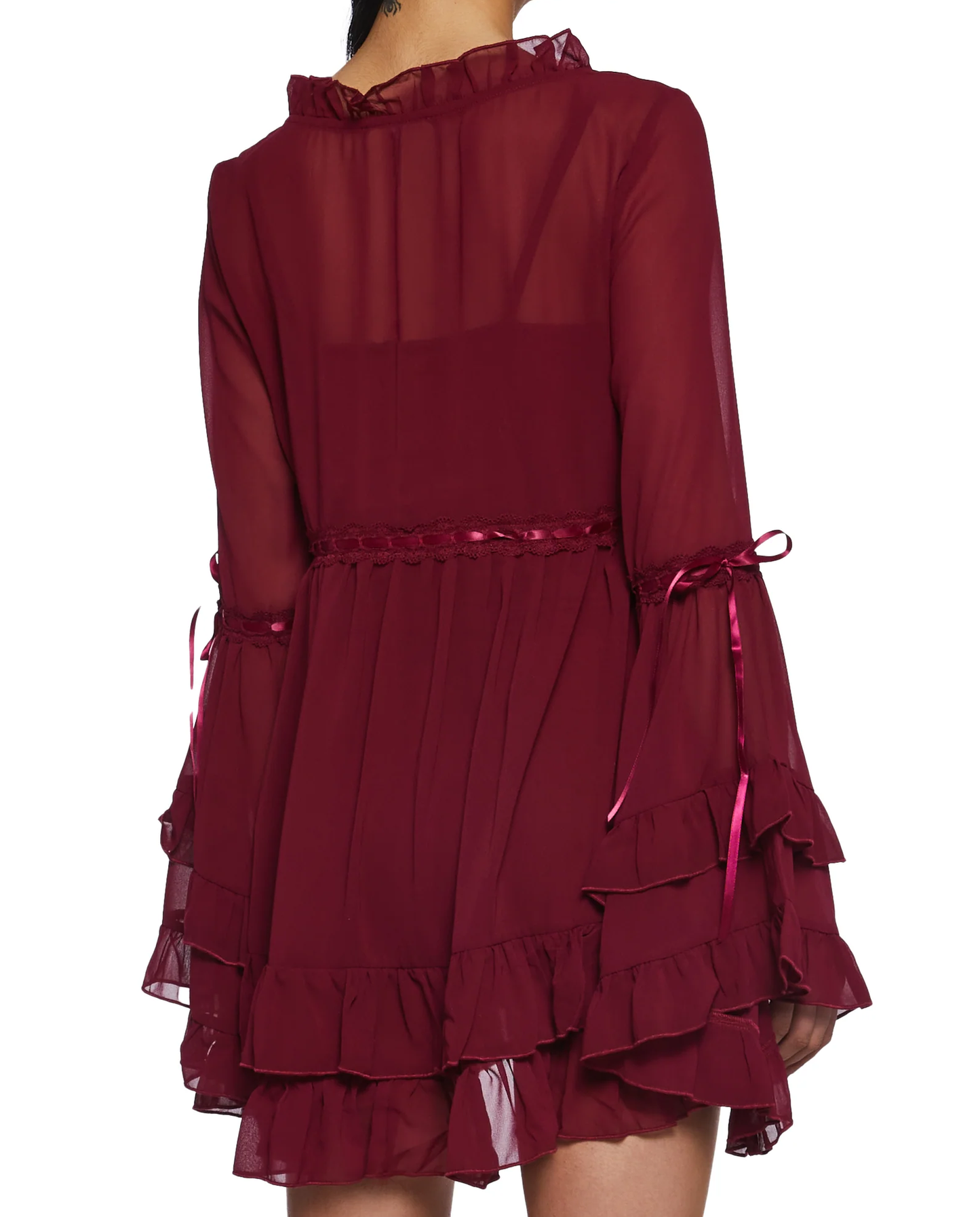 Merlot Ruffle Elbise - 2